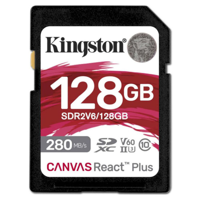 Карта пам'яті 128GB SDXC Canvas React Plus SDXC UHS-II 280R/100W U3 V60 KINGSTON SDR2V6/128GB
