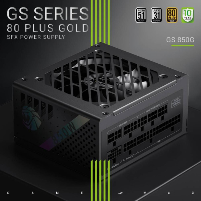Блок живлення SFX 850W, 80plus Gold,fan 92mm, fully modular OPP / OVP/ UVP / OCP/ SCP / OTP / NLP / GAMEMAX GS 850G V25