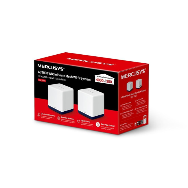 Домашня Mesh Wi-Fi система Mercusys(2шт комплект)AC1900 Whole-Home Mesh Wi-Fi/3x1000Mbps LAN Ports MERCUSYS Halo H50G(2-pack)