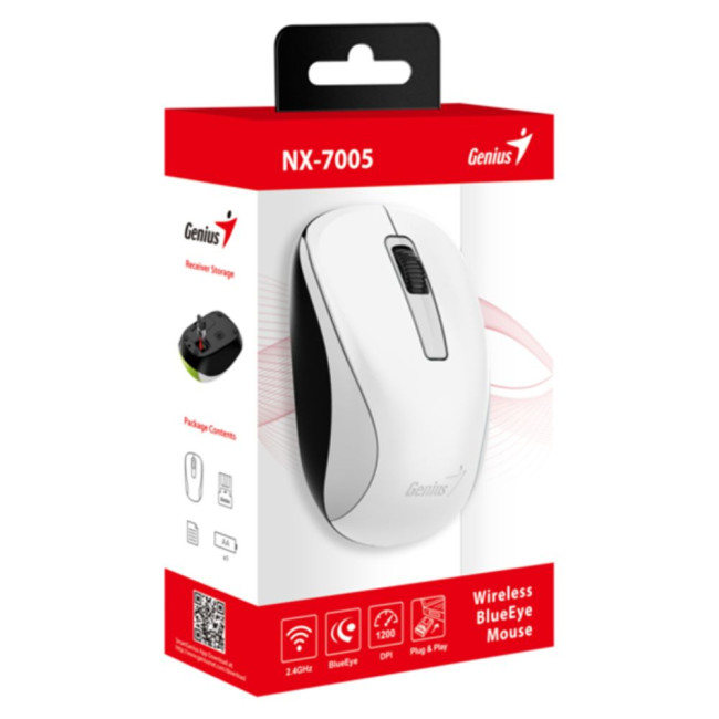 миша бездротова USB White G5 Hanger 1600 dpi GENIUS NX-7005 (31030017401)