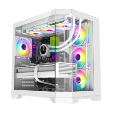 Корпус комп'ютерний Midi ATX без блока живлення X,M-ATX, ITX,Tempered Glass,Metal cover, USB2.0x1, GAMEMAX HYPE-A White