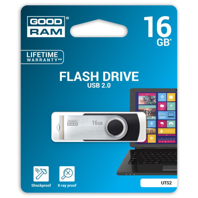 Флеш пам'ять 16GB UTS2 Black 20R/5W USB 2.0 GOODRAM UTS2-0160K0R11