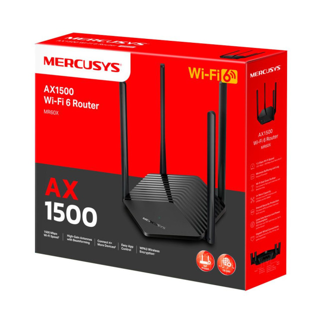 Бездротовий двосмуговий гігабітний маршрутизатор MERCUSYS, MR60X MERCUSYS MR60X