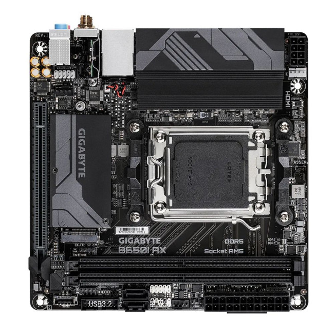 Mатеринська плата sAM5 AMD B650 HDMI 3xM.2  2.5GbE LAN ATX GIGABYTE B650I AX