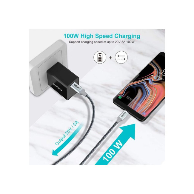 Кабель Choetech PD100W USB-C до Нейлоновий кабель USB-C 1,8 м CHOETECH PD100W USB-C to USB-C (XCC-1002)