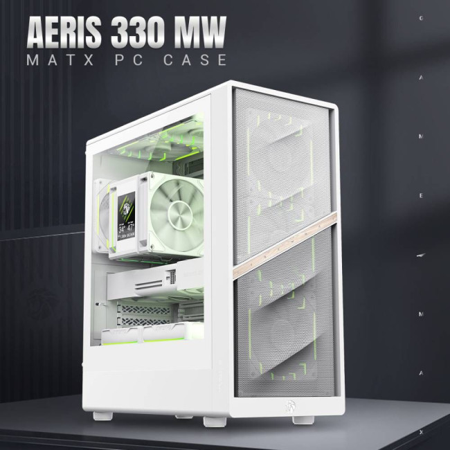 Корпус комп'ютерний Mini Tower без блока живлення  M-ATX,ITX, Tempered Glass,Mesh,USB2.0*1,USB3.0*1, GAMEMAX AERIS 330 MW