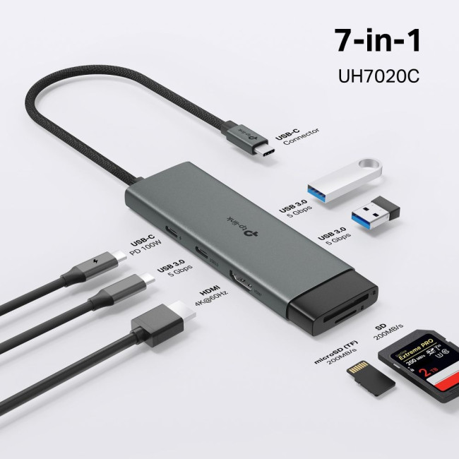 Хаб USB Type-C 7 в 1 TP-Link, UH7020C TP-LINK UH7020C