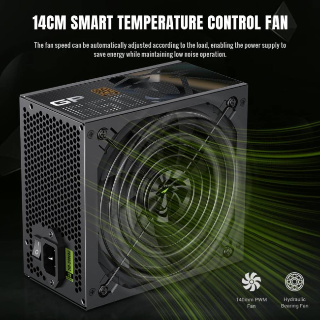 Блок живлення ATX 650W, 80+ Bronze, 140mm Ultra Silent Fan OVP / UVP/ SIP / OCP/ OLP/ OPP/ SCP GAMEMAX GP 650B