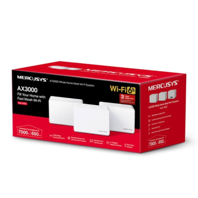 Домашня Mesh Wi-Fi система Mercusys(3шт у комплекті) MERCUSYS Halo H80X(3-pack)