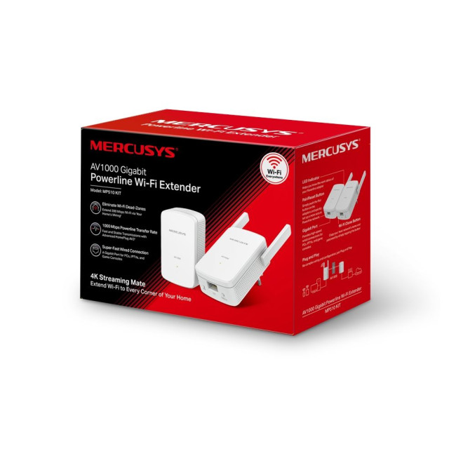 Комплект адаптерів AV1000 Gigabit Powerline Mercusys, MP510 KIT MERCUSYS MP510 KIT