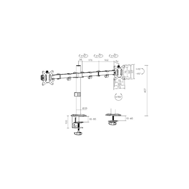 Кронштейн Brateck LDT66-C024 для двох моніторів, 17