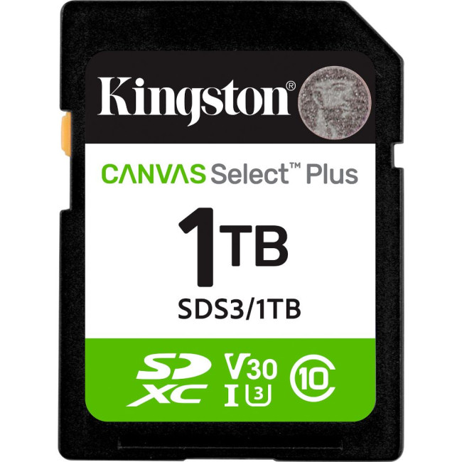 Карта пам'яті 1TB SDXC Canvas Select Plus Gen3 150MB/s C10 UHS-I U3 V30 KINGSTON SDS3/1TB