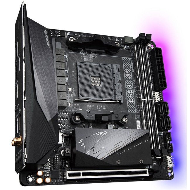 Mатеринська плата sAM4 AMD B550 2xHDMI/DP2xM.2 (PCIe 4.0) USB 3.2 2.5 GbE LAN mini-ITX GIGABYTE B550I AORUS PRO AX