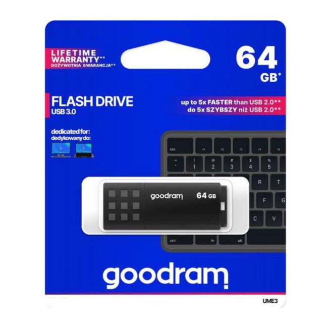 Флеш пам'ять 64GB UME3 BLACK 60R/20W USB 3.2 Gen1 GOODRAM UME3-0640K0R11