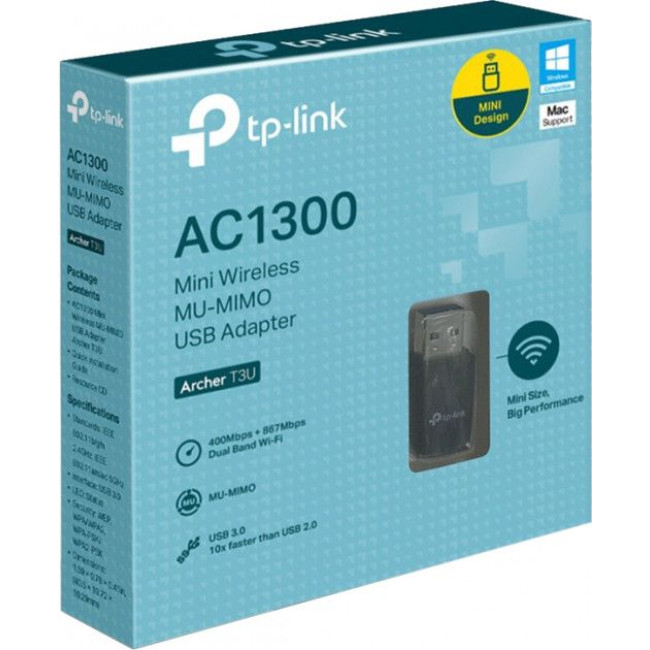 Бездротовий мережевий міні USB адаптерAC1300/USB 3.0 TP-LINK Archer T3U
