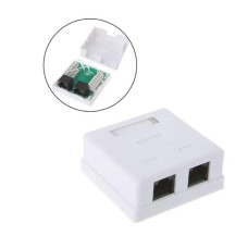 Розетка настінна 2 портова, Сat6, UTP, біла KINGDA KD-WP6035-C6
