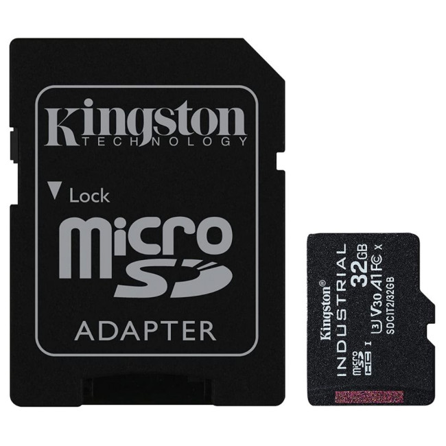 Карта пам'яті 32GB microSDHC/SDXC C10 A1 Industrial  100R/80W UHS-I Speed Class U3, V30, A1 +adapter KINGSTON SDCIT2/32GB