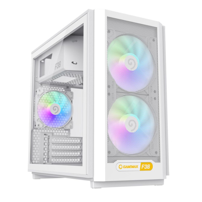 Корпус Micro ATX без блока живлення, білий, загарттоване скло, Mini Tower, M-ATX(200mm), Mini ITX GAMEMAX F36 WH