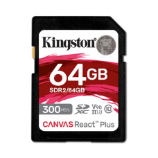 Карта пам'яті 64GB SDXC UHS-II Canvas React Plus 280R/100W U3, V60 for Full HD/4K KINGSTON SDR2/64GB