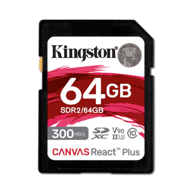 Карта пам'яті 64GB SDXC UHS-II Canvas React Plus 280R/100W U3, V60 for Full HD/4K KINGSTON SDR2/64GB