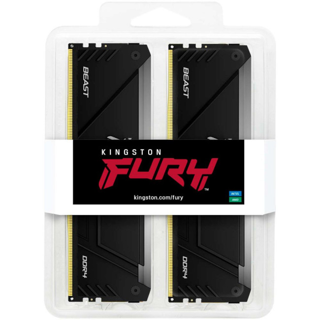 модуль пам'яті 16Gb DDR4 3200MHz Fury Beast RGB (2x8) KINGSTON KF432C16BB2AK2/16WP