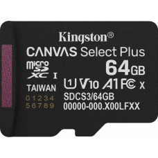 Карта пам'яті 64GB microSDXC Canvas Select Plus Gen3 100R A1 Single Pack w/o ADP KINGSTON SDCS3/64GBSP