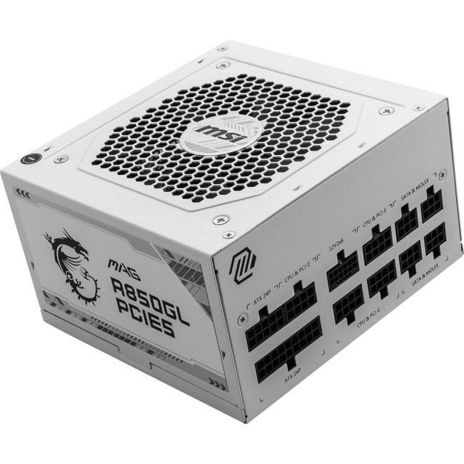 Блок живлення MSI ATX 850W MAG A850GL PCIE5 WHITE, EU, 850W, Fully-Modular, 80 Plus Gold, Color Box MSI MAG A850GL PCIE5 WHITE