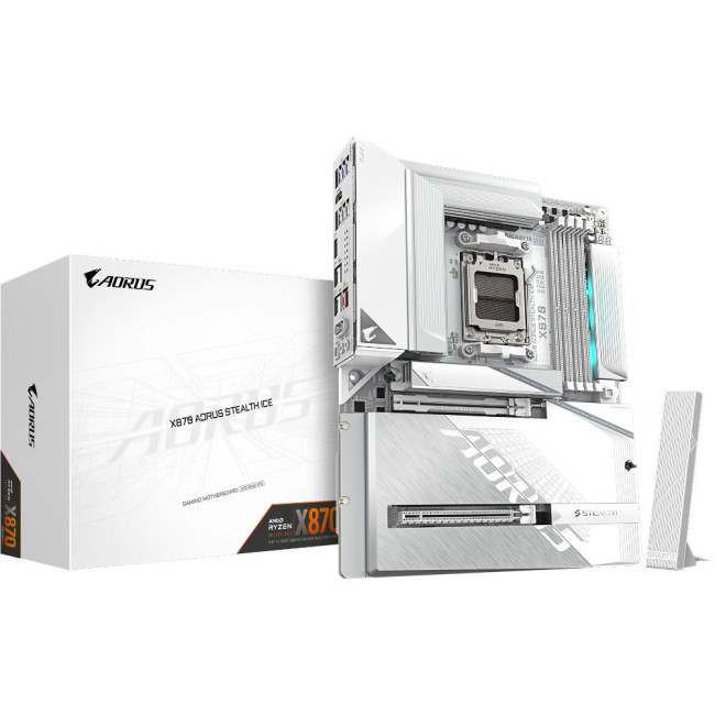 Mатеринська плата sAM5 AMD X870 HDMI/2xUSB4 Type-C 4xM.2 5GbE LAN ATX GIGABYTE X870 AORUS STEALTH ICE