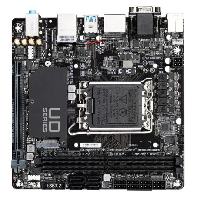 Mатеринська плата s1700 Intel H610 2хDDR5 2xDP/HDMI/VGA 1xM.2 GbE LAN Mini-ITX GIGABYTE H610I
