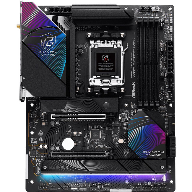 Mатеринська плата sAM5 AMD X870 4xDDR5 HDMI/2xUSB4 3xM.2 2.5GbE LAN ATX ASROCK X870 RIPTIDE WIFI