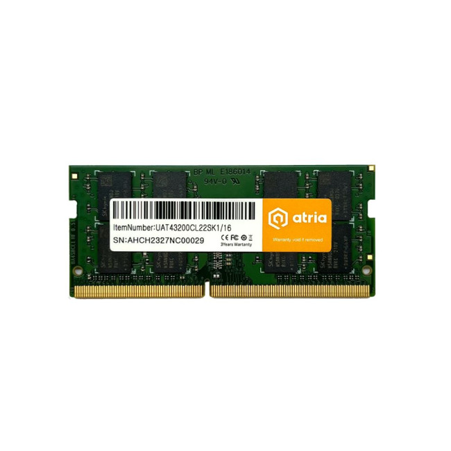 модуль пам'яті 16Gb DDR4 3200MHz sodimm ATRIA UAT43200CL22SK1/16