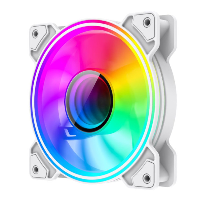 Кулер для корпусу 120 мм, ARGB 3pin 5V(M/F),Molex+3pin, AURA SYNC or ARGB HUB GAMEMAX Dual Ring Infinity WH