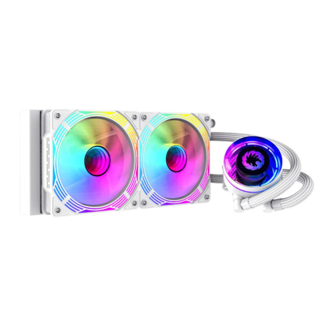Процесорний кулер 62.82 CFM, 1.89mmH20, 32dBA, 800-2000RPM ,water pump: RPM 2300, NOICE 26.9dBA, Con GAMEMAX IceChill 240V White