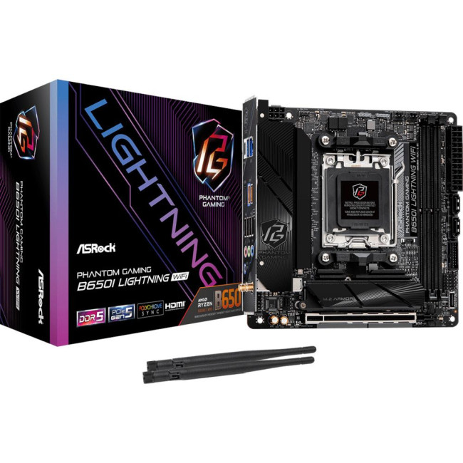 Mатеринська плата sAM5 AMD B650 HDMI 2xM.2 2xDDR5 2.5GbE LAN mini-ITX ASROCK B650I LIGHTNING WIFI