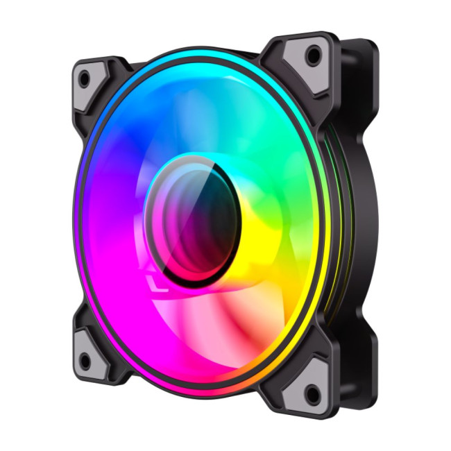 Кулер для корпусу 120 мм, ARGB 3pin 5V(M/F),Molex+3pin, AURA SYNC or ARGB HUB GAMEMAX Dual Ring Infinity BK