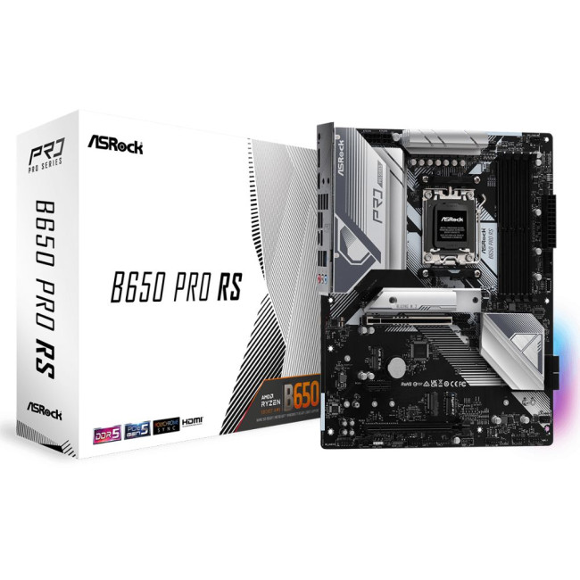 Mатеринська плата sAM5 AMD B650 HDMI/DP 3xM.2 4xDDR5 2 2.5GbE LAN ATX ASROCK B650 PRO RS