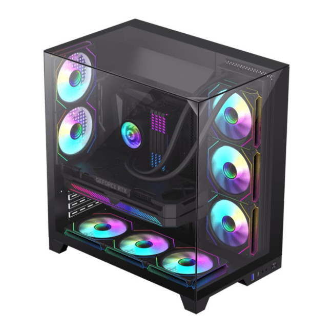 Корпус ATX без блока живлення, загартоване скло, ATX,M-ATX,ITX, VGA Card Length Up to 400mm GAMEMAX Infinity Plus BK