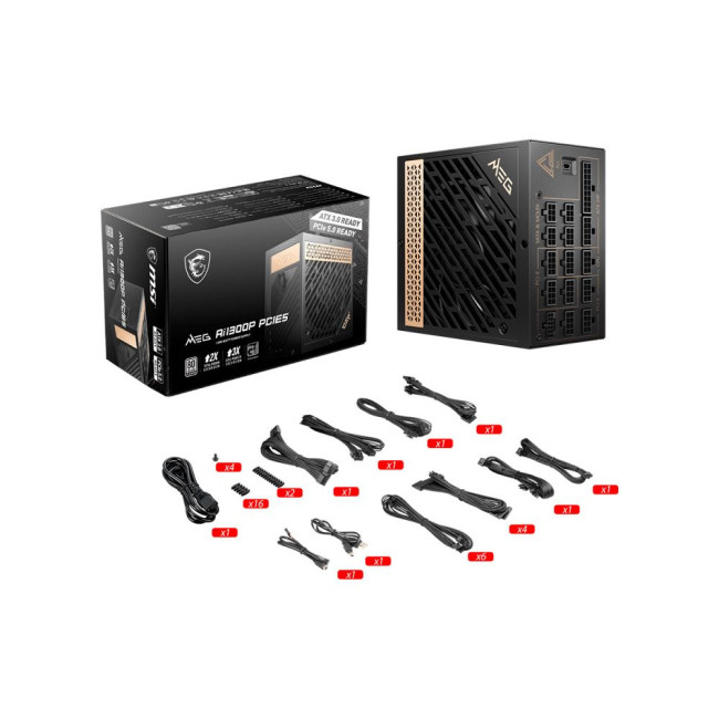 Блок живлення MSI ATX 1300W MEG Ai1300P PCIE5, EU, 1300W,Fully-Modular,Platinum 80 Plus,Japanese C MSI MEG Ai1300P PCIE5