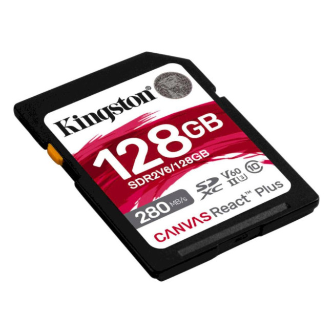 Карта пам'яті 128GB SDXC Canvas React Plus SDXC UHS-II 280R/100W U3 V60 KINGSTON SDR2V6/128GB