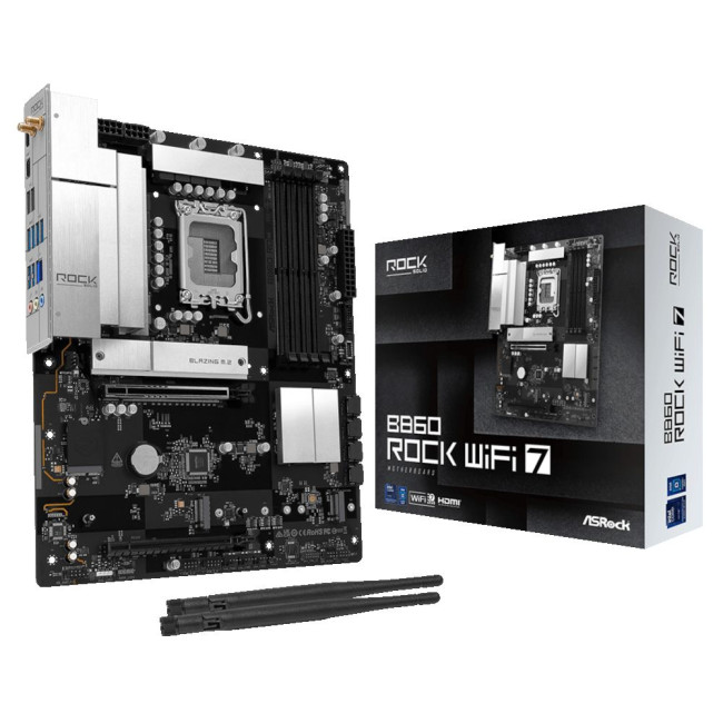 Mатеринська плата s1851 Intel B860 4xDDR5 HDMI 3xM.2 2.5GbE LAN ATX ASROCK B860 ROCK WIFI 7