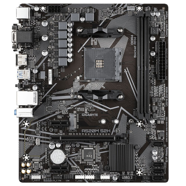 Mатеринська плата sAM4 AMD A520 HDMI/DVI/VGA M.2GbE LAN mATX GIGABYTE A520M S2H