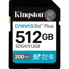 Карта пам'яті 512GB SDXC Canvas Go Plus Gen4 200MB/s C10 UHS-I U3 V30 KINGSTON SDG4/512GB