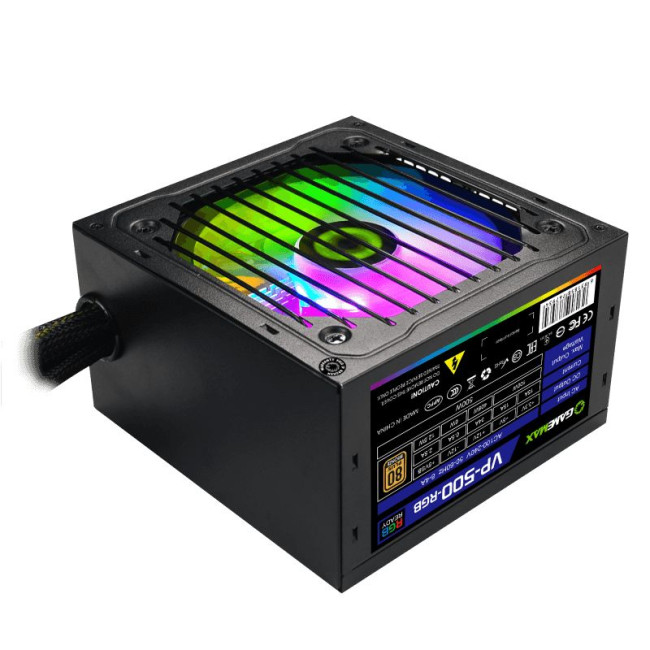 Блок живлення ATX 500W,RGB,box, APFC, 12см, 80+Bronze GAMEMAX VP-500-RGB