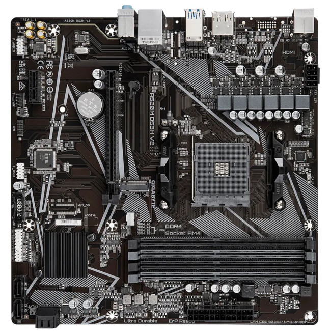 Материнська плата sAM4 AMD A520 DP/HDMI 4xDDR4 1xM.2 GbE Lan mATX GIGABYTE A520M DS3H V2