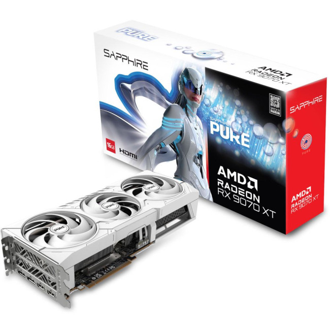 Відеокарта Sapphire AMD PURE RADEON™ RX 9070 XT GAAMING OC 16GB DUAL HDMI SAPPHIRE RX 9070 XT GAMING OC DUAL PURE (11348-02-20G)