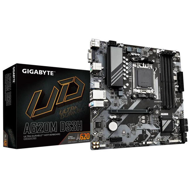 Mатеринська плата sAM5 AMD A620 DP/HDMI/VGA 1xM.2  GbE LAN mATX GIGABYTE A620M DS3H