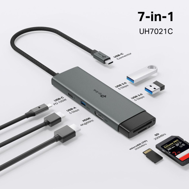 Хаб USB Type-C 7 в 1 TP-Link, UH7020C TP-LINK UH7021C
