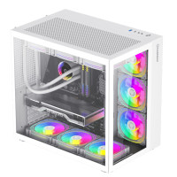 Корпус ATX без блока живлення, загартоване скло, ATX,M-ATX,ITX, VGA Card Length Up to 360 GAMEMAX Infinity White
