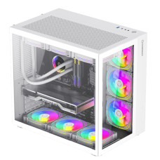 Корпус ATX без блока живлення, загартоване скло, ATX,M-ATX,ITX, VGA Card Length Up to 360 GAMEMAX Infinity White