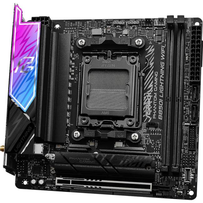 Mатеринська плата sAM5 AMD B850 2xDDR5 HDMI/USB-C(DP) 3xM.2 2.5GbE LAN mini-ITX ASROCK B850I LIGHTNING WIFI